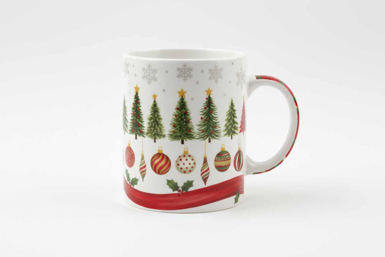 4 different holidays on 4 seperate mugs